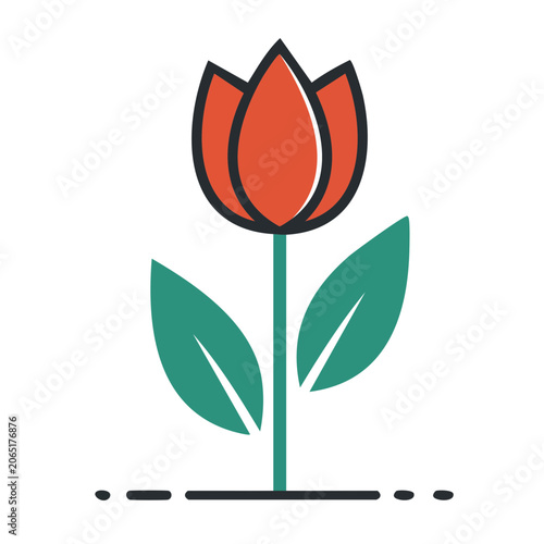 Flat design tulip flower icon