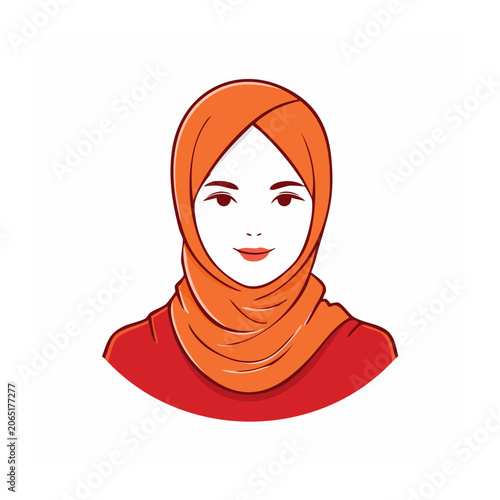 Woman wearing orange hijab in flat design style