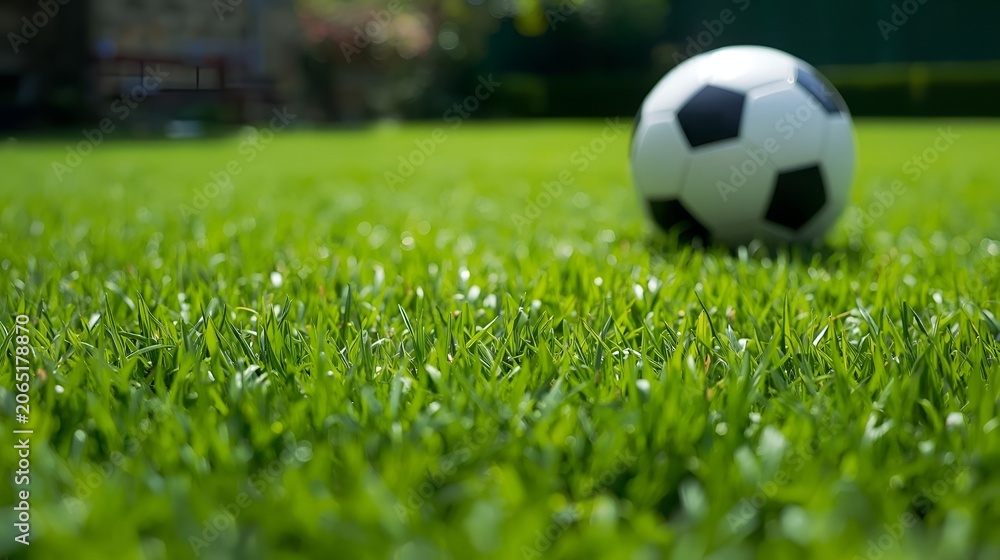 Fototapeta premium soccer ball on the grass