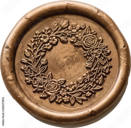 Vintage Bronze Floral Wreath Wax Seal Stamp