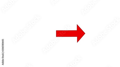 Red arrow pointing to right moving across white background in loop animation sequence for digital marketing presentations and web design layout elements.