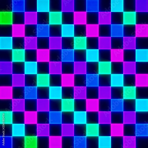 Neon Multicolor Checker Pattern Background Seamless Design