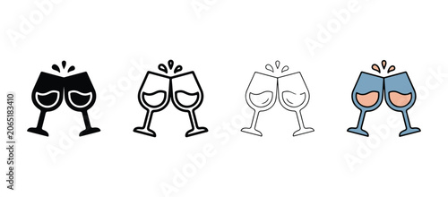Bild auf Leinwand glasses clinking together in different colors and styles for celebration and to