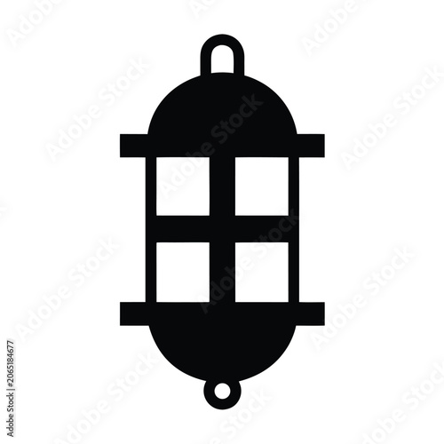 Cross Frame Lantern Black and White Icon
