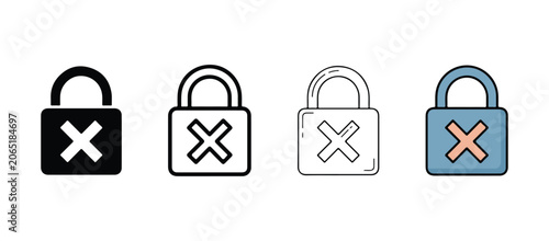 Foto Padlock icons with cross symbol in different colors and styles  security and for