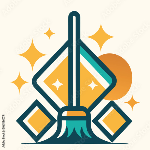 logo vector design creative mop sparkle