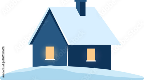 Cozy Snow Covered House Vector Illustration