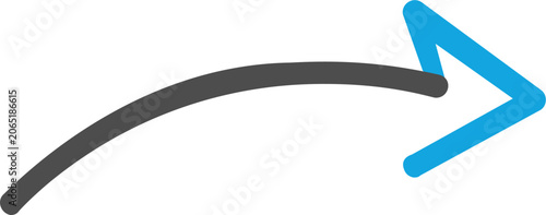 Curved Arrow Graphic with Blue and Gray Colors