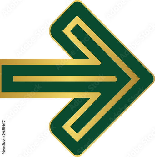 Elegant Green and Gold Arrow Vector Icon