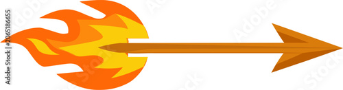 Fiery Arrow Vector Illustration with Orange and Yellow Flames