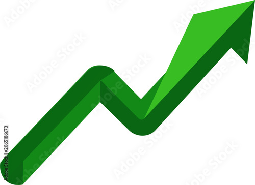 Green 3D Upward Trend Arrow Vector Illustration