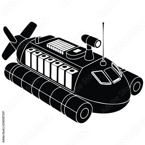 Foto Amphibious vehicle with propellers and cabin, futuristic transport