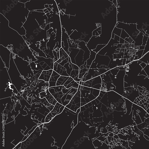 Photography Bulawayo Zimbabwe Vector Map, Detailed City Street Map Black and White Minimalis