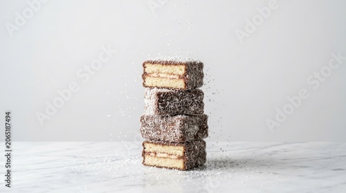 Stack of homemade chocolate brownie pieces.