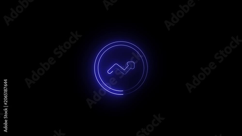 Animated bule dotted arrow moving in a curved wavy path on transparent background with alpha channel.