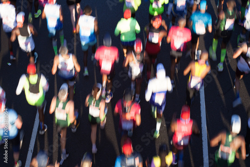 Marathon Runners Overhead Motion Blur Running Action