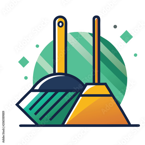 logo vector design dustpan broom minimalist