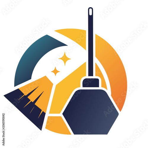 logo vector design dustpan broom minimalist