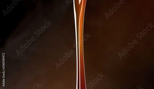 Elegant Thin Stream of Liquid Brown and Amber Flowing Together