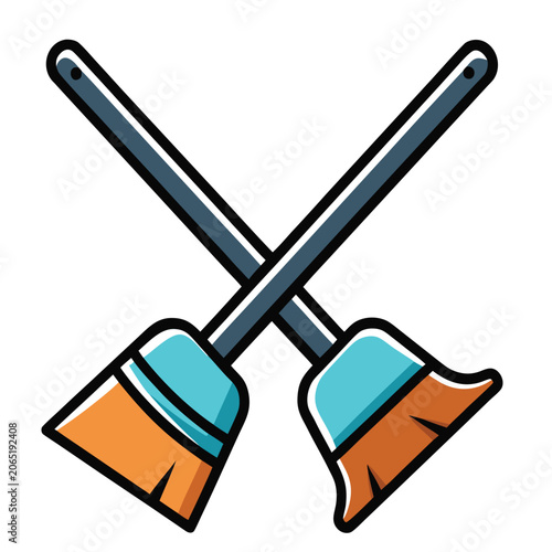 logo vector design crossed broom