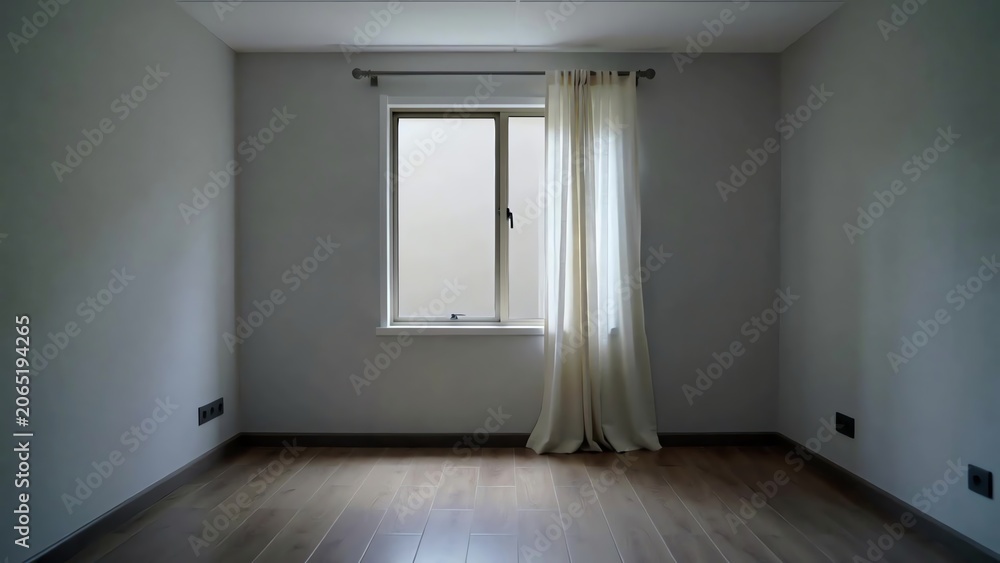 Fototapeta premium Empty Minimal Room Window Curtain Soft Light