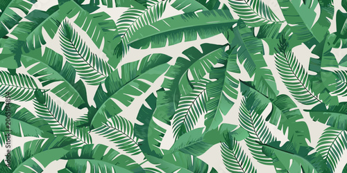 Canvastavla Tropical Leaf Pattern With Dense Repeating Foliage Vector Illustration