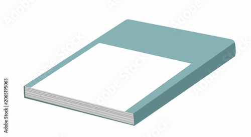 A teal-colored book with a white cover page