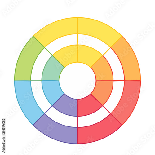 Flat design color wheel with vibrant segments