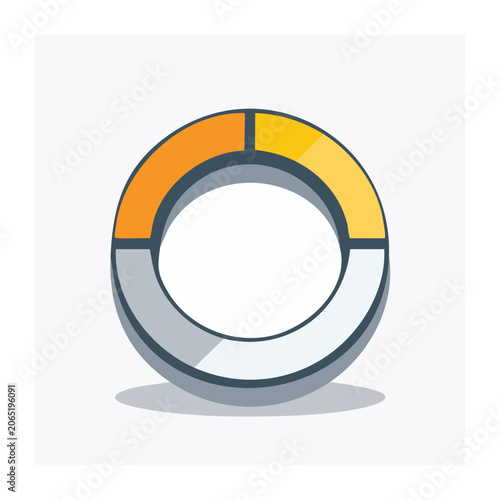 Flat design donut chart icon with orange and yellow segments