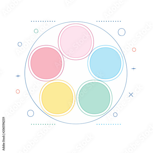 Pastel colored circles in flat design style