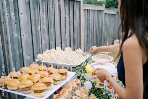 Photography Outdoor Buffet Party with Sandwiches and Sliders in Toronto Backyard
