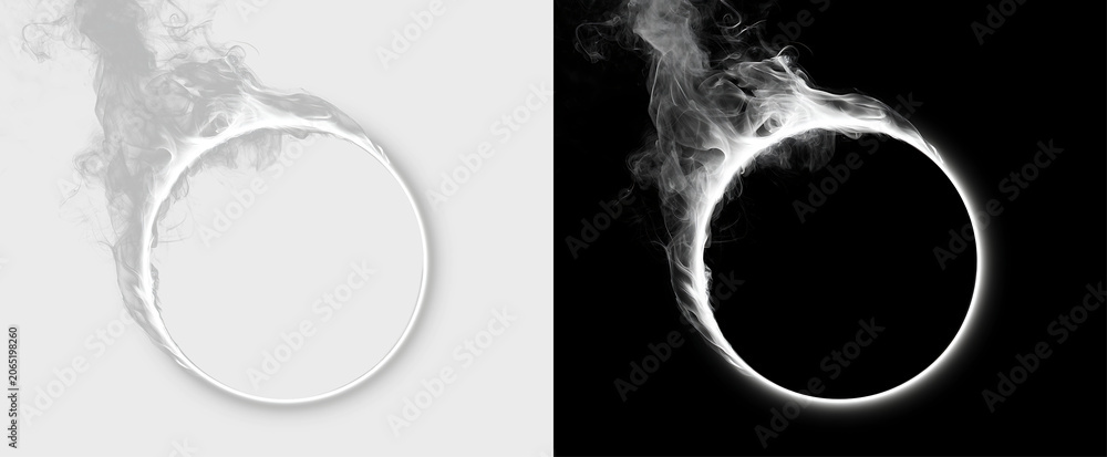 Fototapeta premium White Glowing Circle with Soft Fog and Light Burst PNG