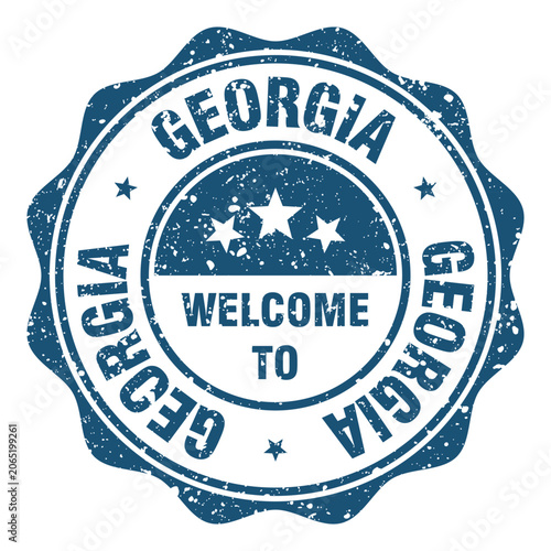 Fotografie Welcome to Georgia red grunge round stamp