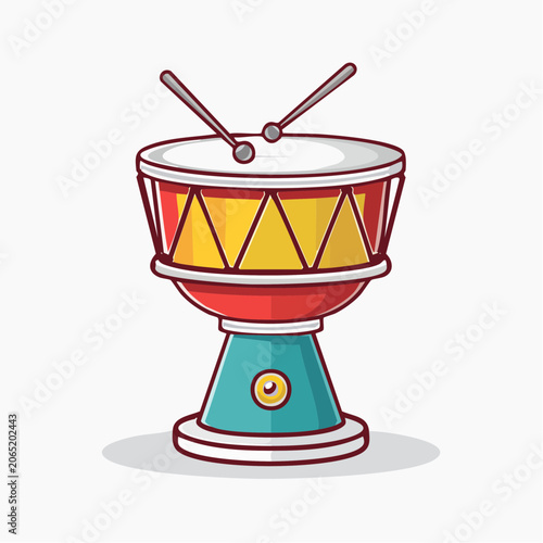 Cartoon Drum with Drumsticks