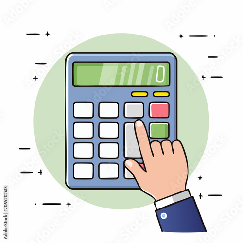 Hand pressing button on calculator