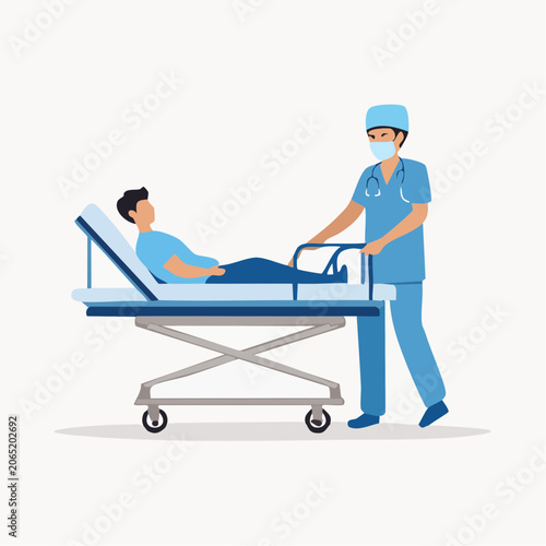 Nurse Pushing Patient on Stretcher