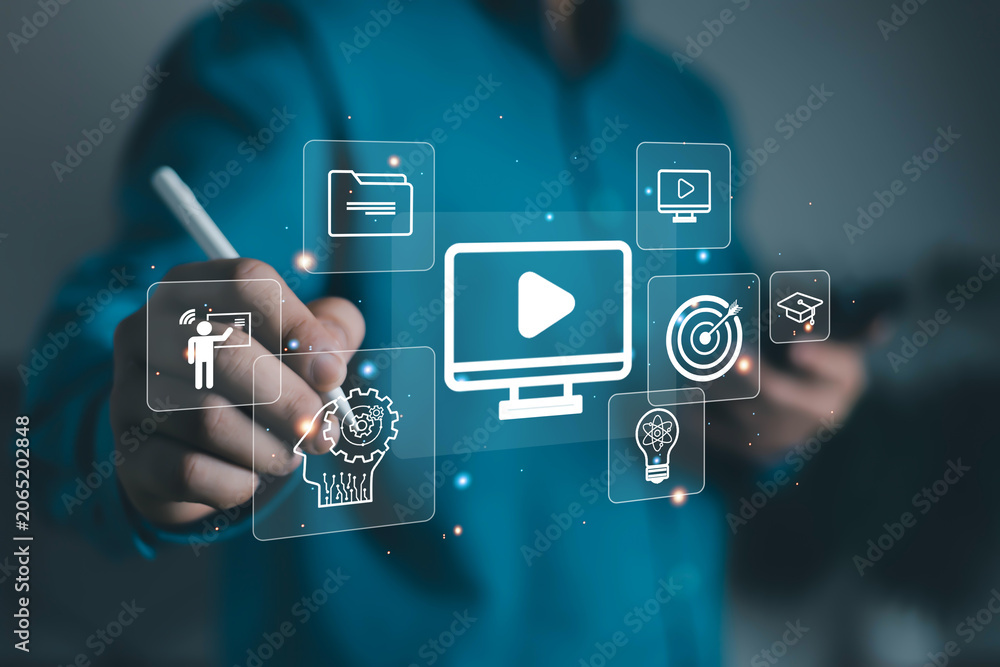 Foto Interactive online learning and digital education concept featuring virtual trai