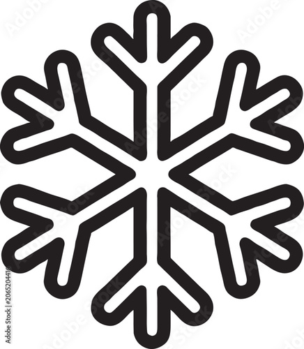 Simple snowflake symbol outline winter season cold weather icon graphic element frozen water snowflake christmas monochrome illustration decoration abstract minimalist geometric