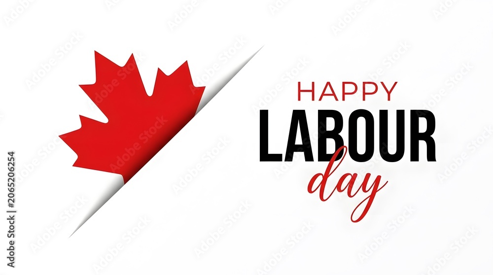 Fototapeta premium Happy labour day greeting with canadian maple leaf