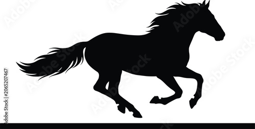 Foto Running horse vector silhouette side view illustration of a wild stallion gallop