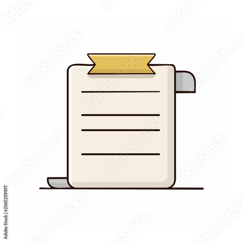 Flat design clipboard icon with paper and ribbon