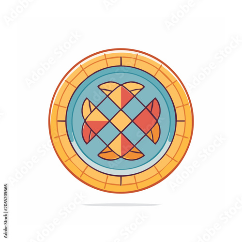 Flat Design Pizza Illustration in Circular Frame