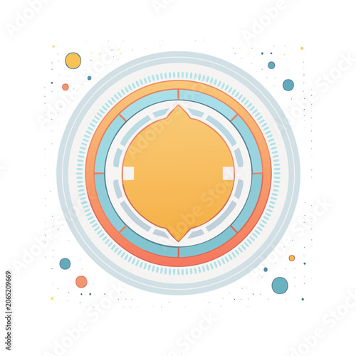 Flat design radar interface with concentric circles