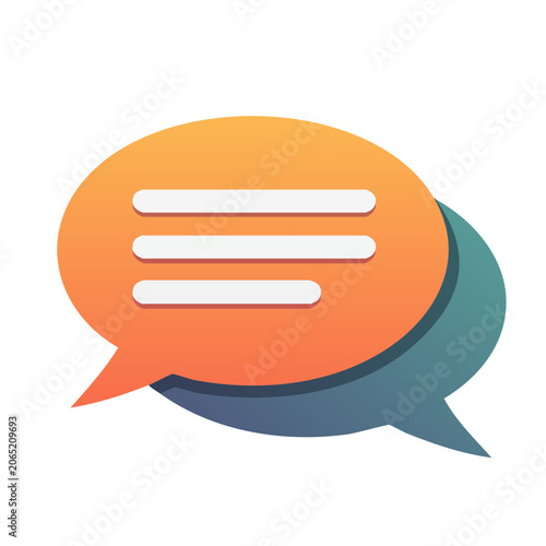 Flat design speech bubble icon with message lines