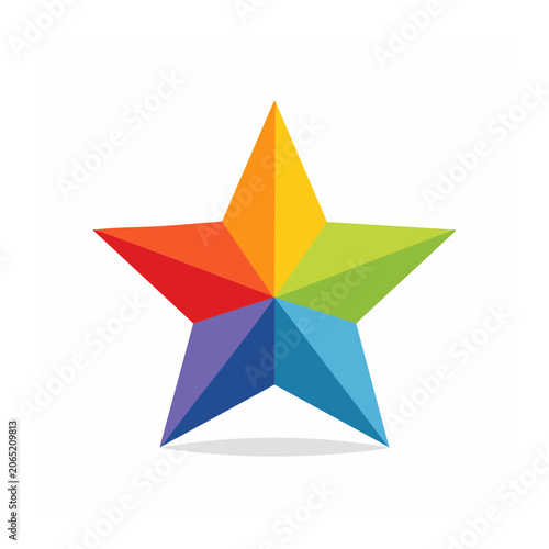 Rainbow colored geometric star vector icon