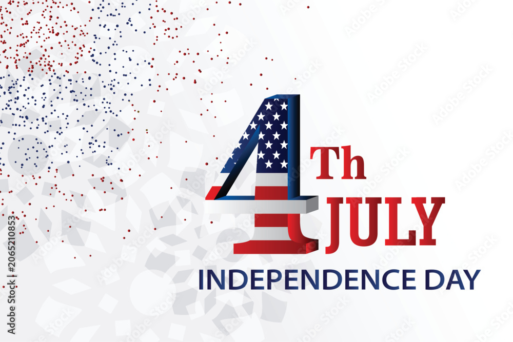 Obraz premium 4th of July Independence Day Design – Patriotic USA Celebration with Statue of Liberty, American Flag Typography and Freedom Theme