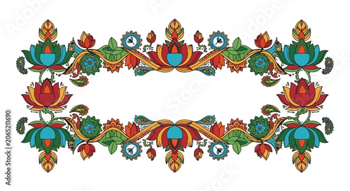 Vibrant Floral Pattern Border Design.