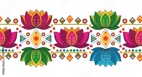 Vibrant Lotus Flower Pattern Design Elements.