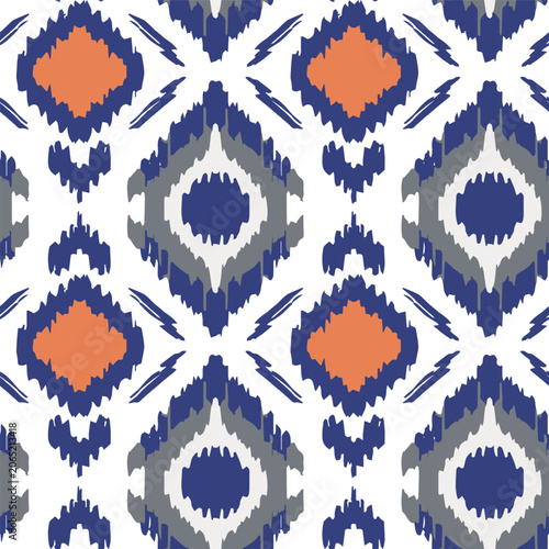 Geometric Seamless Pattern with Diamond Shapes in Blue and Orange
