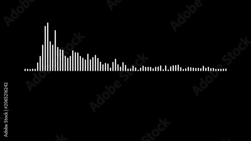 Abstract white line audio spectrum animation with pulsing sound waves and digital frequency equalizer visualizer on dark background for streaming and podcast graphics in 4k.